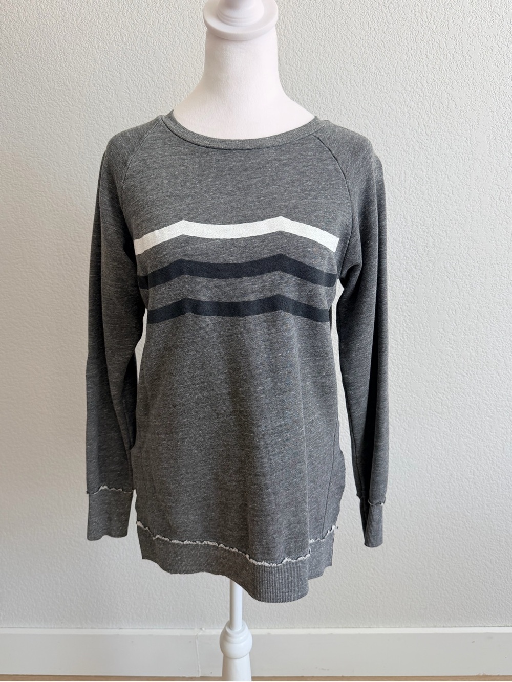 Anthropologie Sol Angeles Women's XS Raglan Crewneck Striped Terry Lightweight